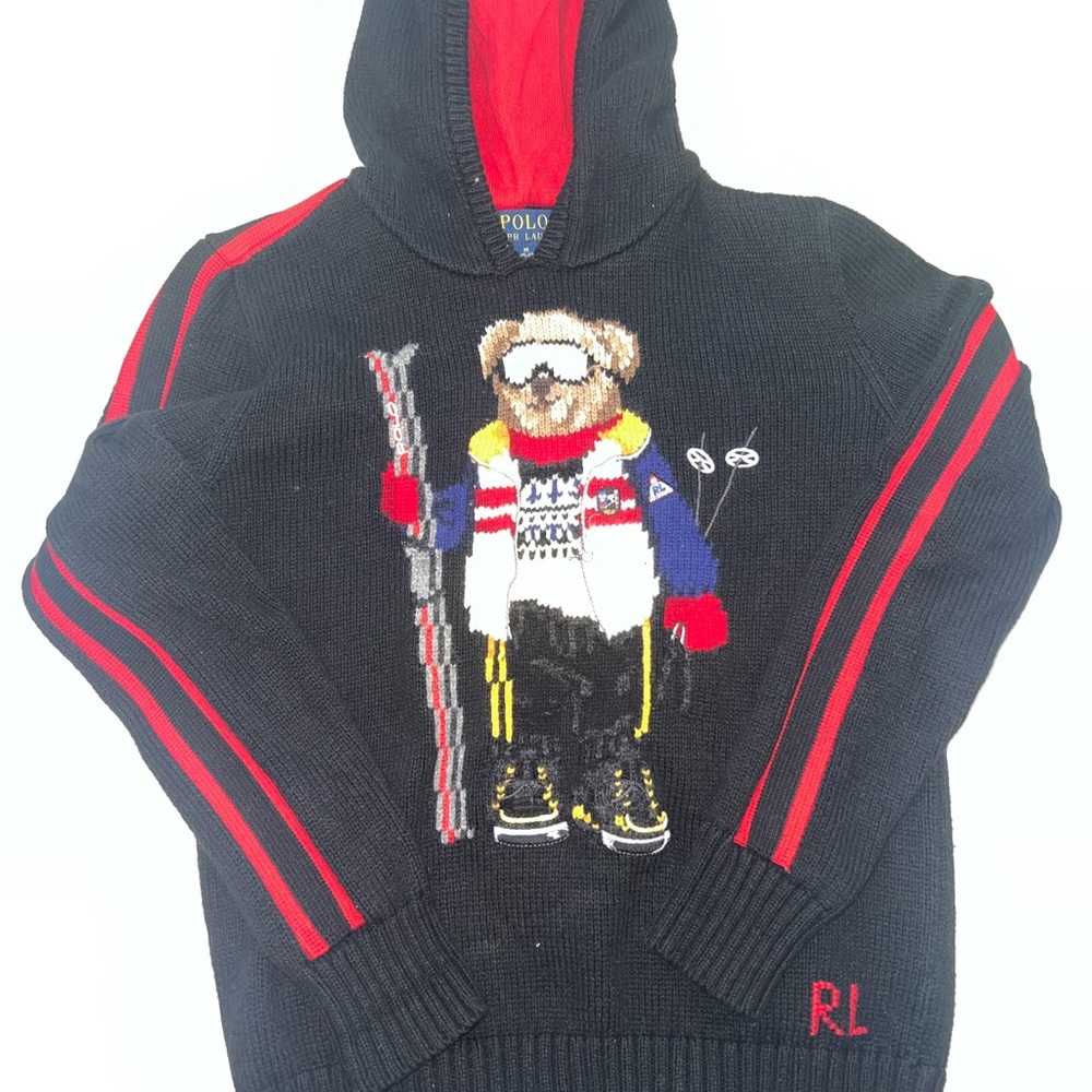 Polo by Ralph Lauren Black and Red Ski Bear Sweater